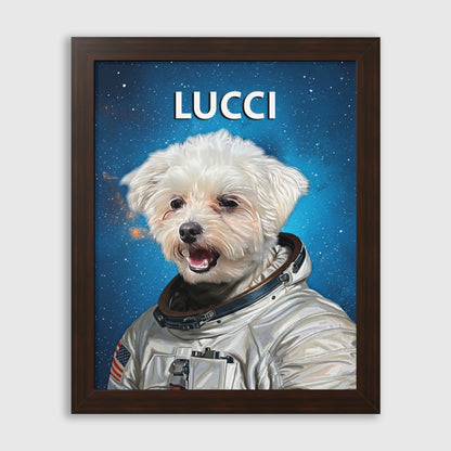 Astronaut Dog Framed Vertical Pet Portrait